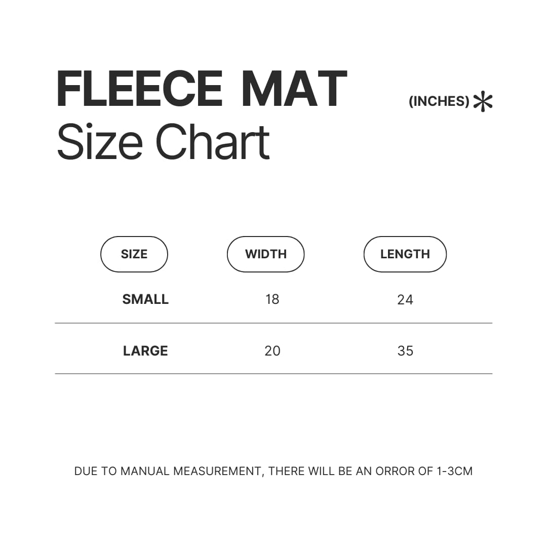 Fleece Mat Size Chart - Twisted - Wonderland Merch
